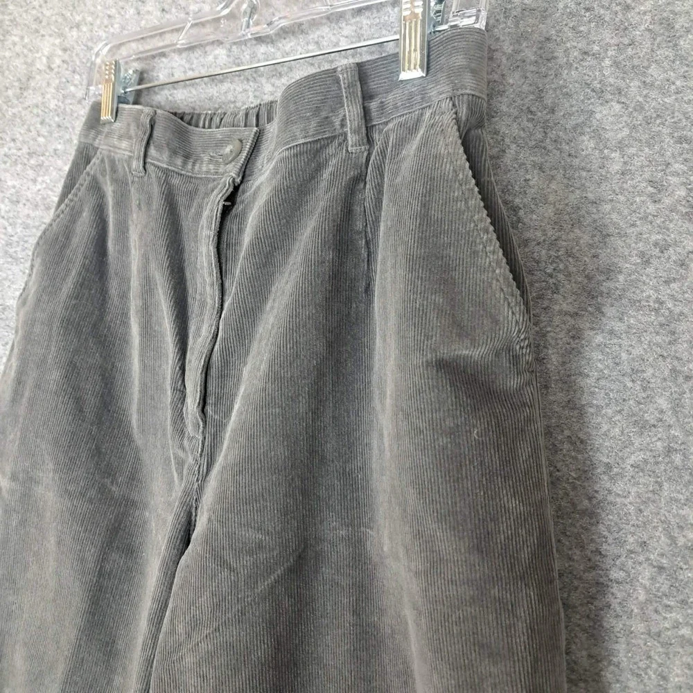 LL Bean Jeans Women  Size 12 Original Fit Straight Gray Stretch Corduroy‎ 28x28